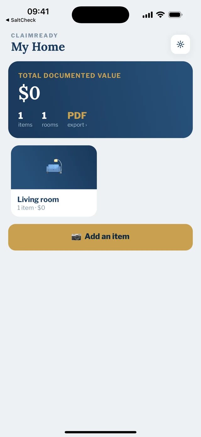ClaimReady main screen